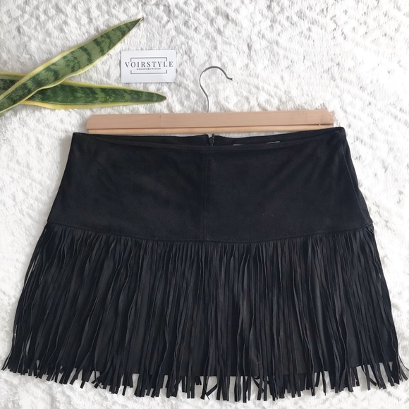 American Rag Dresses & Skirts - AMERICAN RAG FRINGE FAUX SUEDE MINI SKIRT